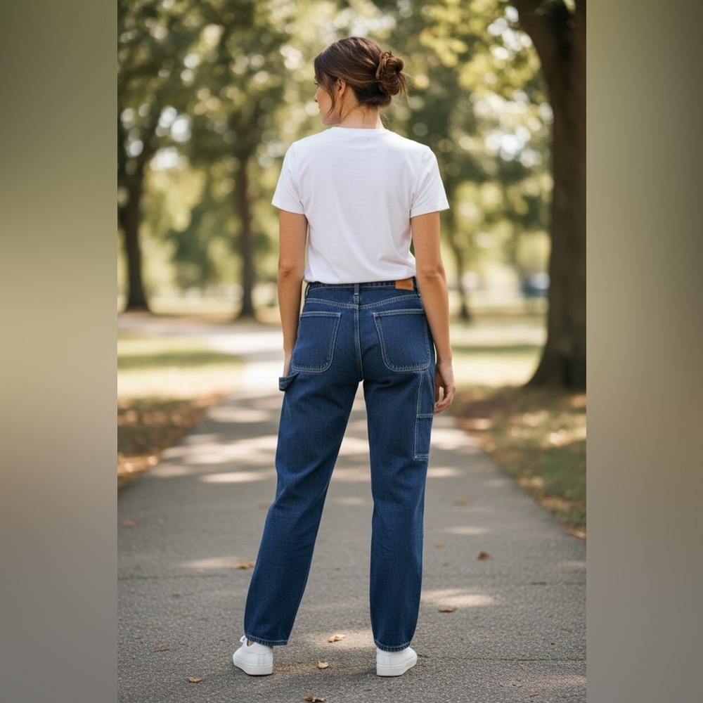 GRLFRND Indigo Straight Leg Carpenters Painters Jeans - Picture 4 of 10